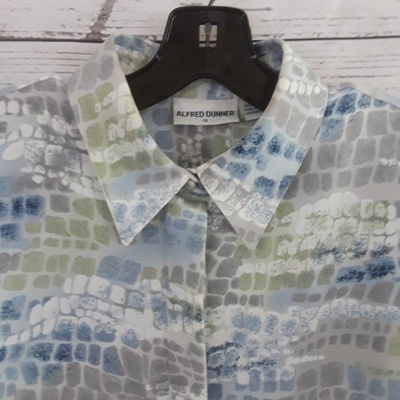 Alfred Dunner NWOT Silky Blue/Gray Long Sleeve Top - Picture 2 of 9